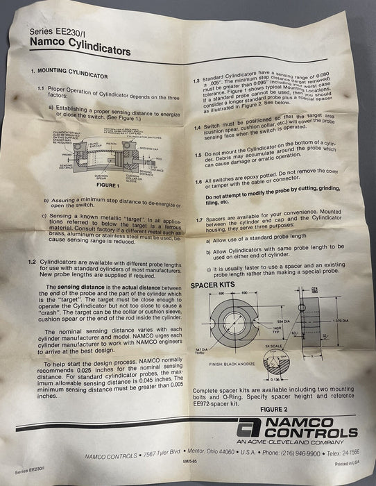 NEW EE230-30820 CYLINDICATOR NORM OPEN 20-140 VAC/DC 3 PIN  REPLACES EE220-30820