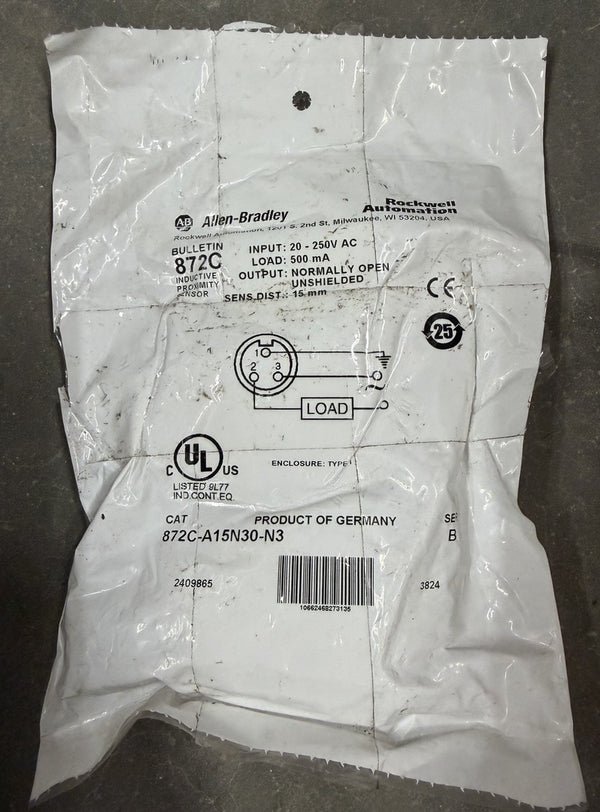 ALLEN BRADLEY 872C-A15N30-N3 SER. B 20-250VAC 15MM NORM OPEN
