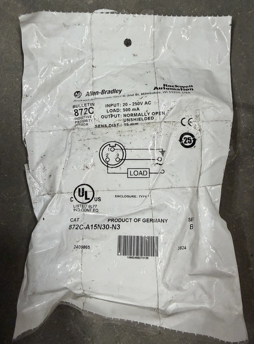 ALLEN BRADLEY 872C-A15N30-N3 SER. B 20-250VAC 15MM NORM OPEN