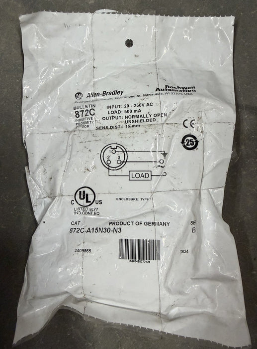 ALLEN BRADLEY 872C-A15N30-N3 SER. B 20-250VAC 15MM NORM OPEN