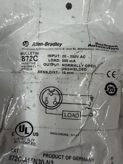 ALLEN BRADLEY 872C-A15N30-N3 SER. B 20-250VAC 15MM NORM OPEN