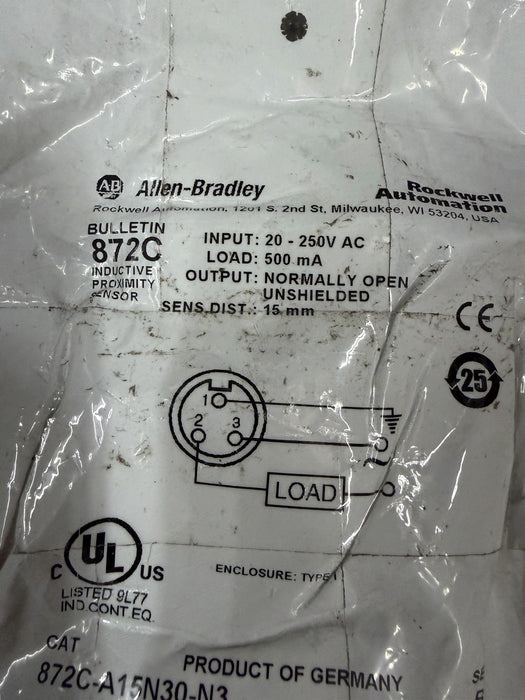 ALLEN BRADLEY 872C-A15N30-N3 SER. B 20-250VAC 15MM NORM OPEN