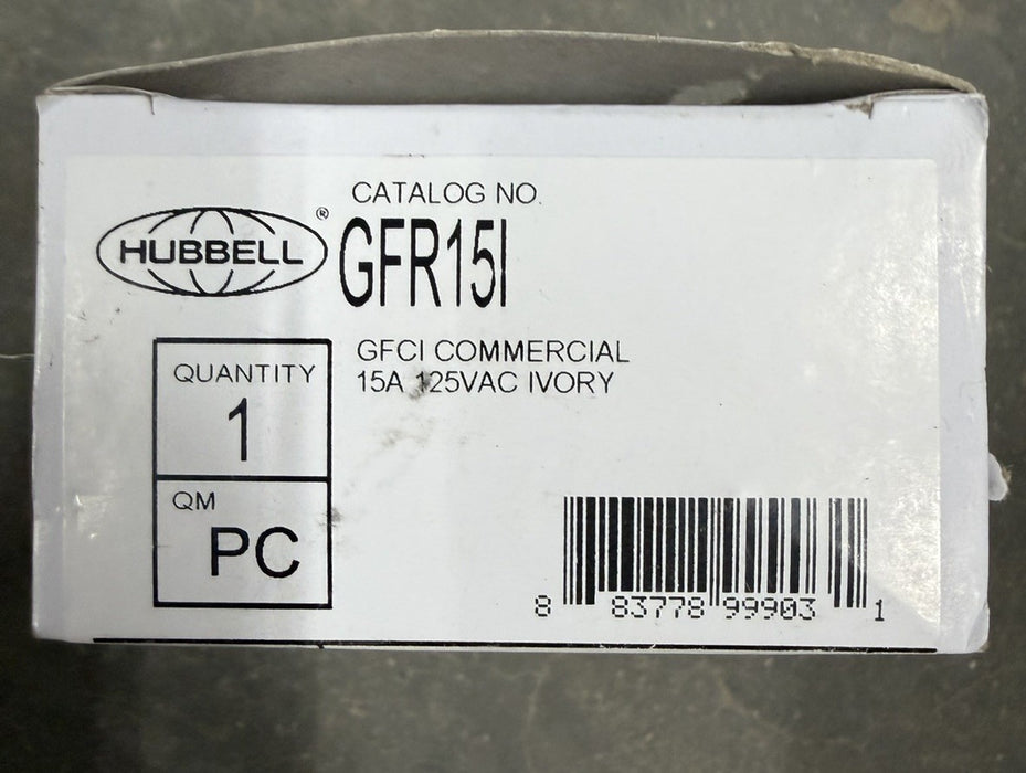 Hubbell GFR15I 15A 125Vac Commercial Ground Fault Receptacle Ivory