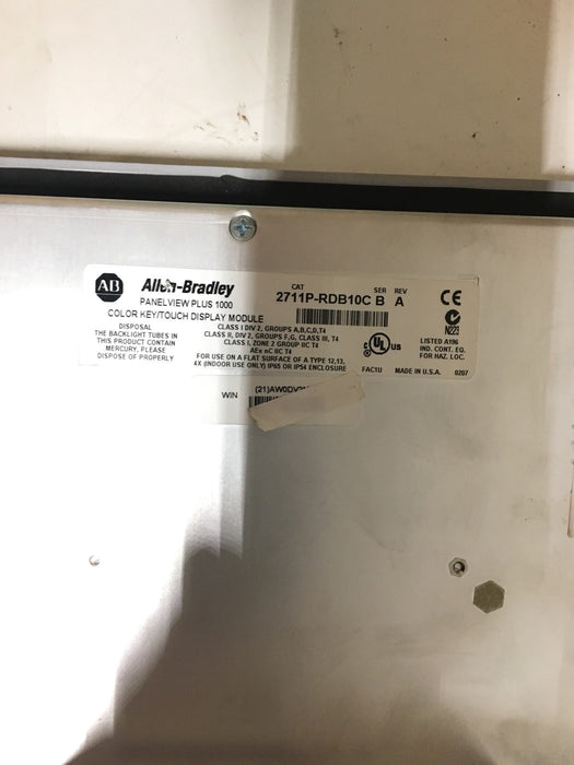 2711P-B10C15A1 Allen-Bradley Panelview Plus 1000 10.4 Key Touch Controlnet 2711P