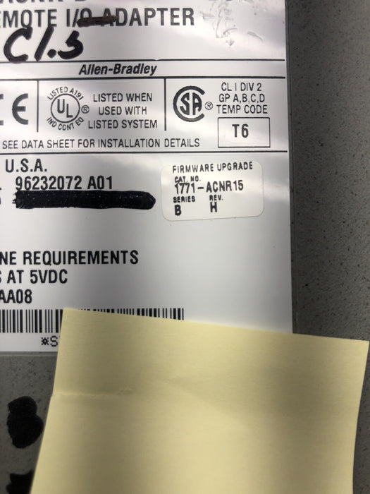 PLC-5 1771-ACNR15 ALLEN BRADLEY Controlnet I/O Adapter 1771-ACNR15/B 1771
