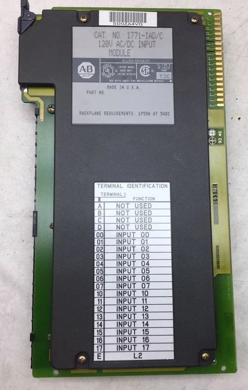 ALLEN BRADLEY 1771-IAD /C 120V AC/DC INPUT MODULE