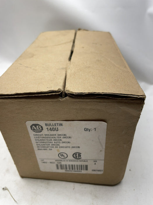 140U NEW 140U-I6C3-C25 ALLEN BRADLEY MCCB 25 AMP 480 VAC 3 PHASE CIRCUIT BREAKER