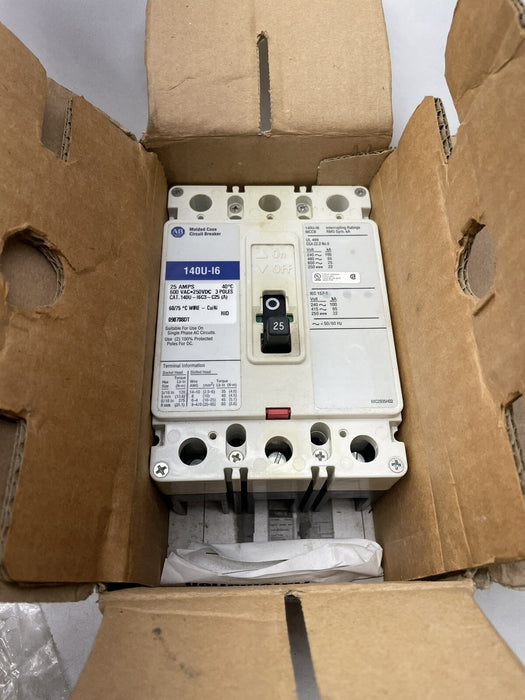 140U NEW 140U-I6C3-C25 ALLEN BRADLEY MCCB 25 AMP 480 VAC 3 PHASE CIRCUIT BREAKER