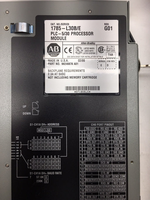 Allen Bradley 1785-L30B/E G01 Processor Module PLC 5 PLC-5