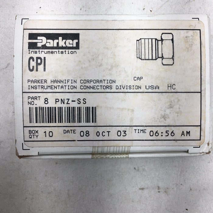 NEW BOX OF 10 PCS PARKER CPI 8 PNZ-SS 1/2" CAP / PLUG 8-PNZ-SS SEALED