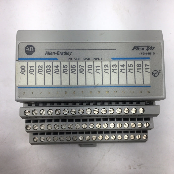 ALLEN BRADLEY 1794-IB16 24VDC SINK INPUT MODULE AND 1794 TB3 TERMINAL BASE