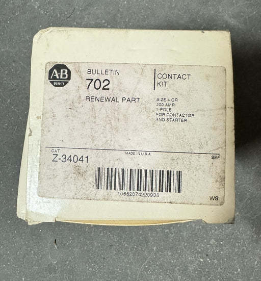 NEW BULLETIN 702 RENEWAL CONTACT Z-34041 NEMA SIZE 4 200 AMP FOR STARTER 1 POLE