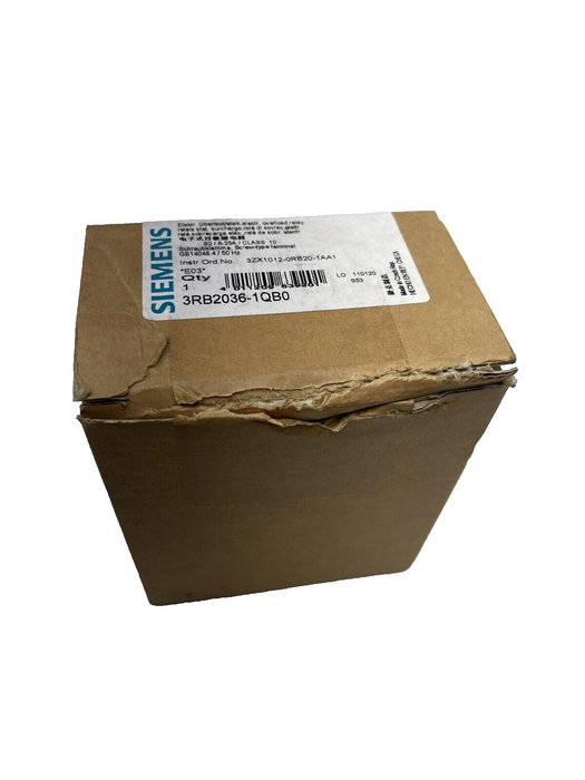 NEW SIEMENS 3RB2036-1QB0 INT ORD.NO 3ZX1012-0RB20-1AA1 ADJ OVERLOAD RELAY NIB