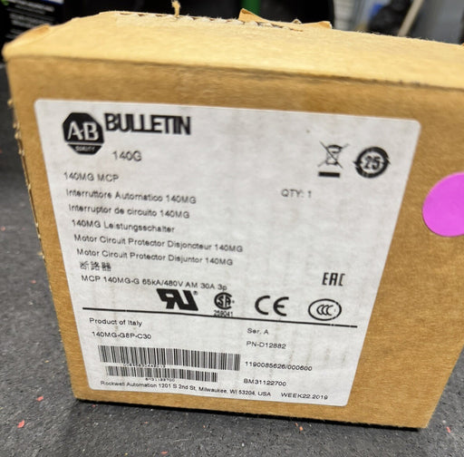 140MG-G8P-C30 ALLEN-BRADLEY BULLETIN 140G 30 AMP MOTOR CIRCUIT PROTECTOR MCP