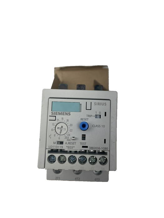 NEW SIEMENS 3RB2036-1QB0 INT ORD.NO 3ZX1012-0RB20-1AA1 ADJ OVERLOAD RELAY NIB