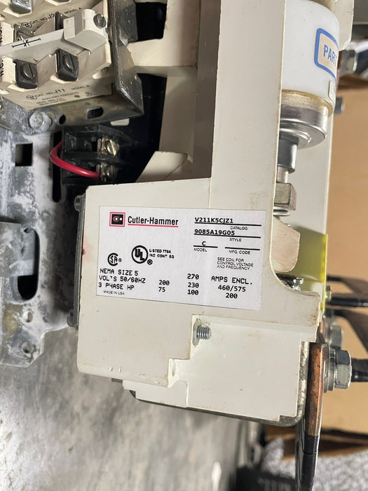 V211K5CJZ1 NEMA 5 REVERSING VACUUM CONTACTOR CUTLER HAMMER 110/120V COIL 270A