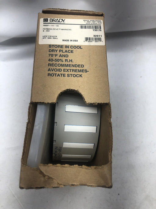 NEW PSBXP-114-125 BRADY PERMASLEEVE PS WIRE MARKERS NIB FULL ROLL 500 CNT LABEL