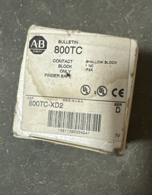 ALLEN BRADLEY 800TC-XD2 Pushbutton Contact Block 1 NC IP2X 800TC XD2