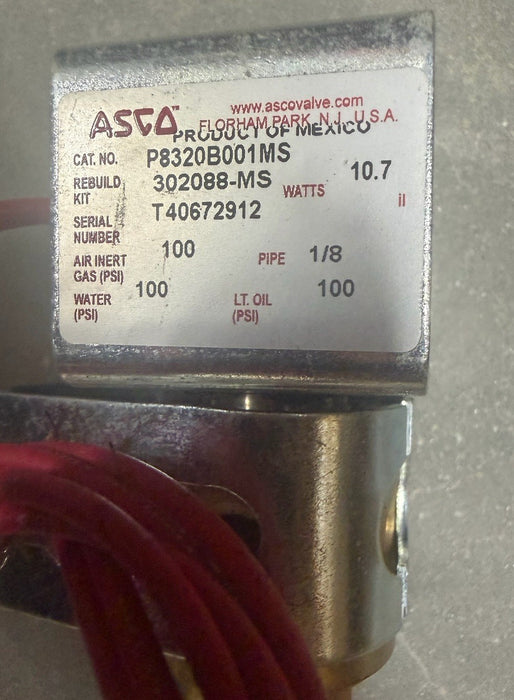 NEW ASCO REDHAT 120V 2 WAY 1/8" SOLENOID VALVE P8320B001MS T 41305 MX 109 NNB