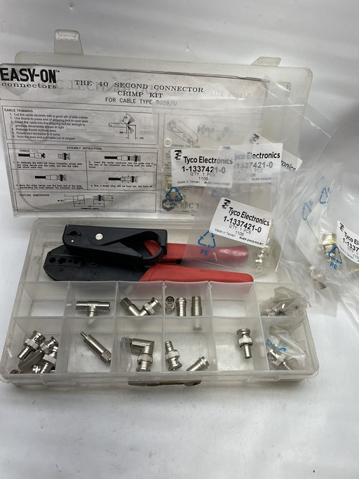 PARTIAL RG59 COAXIAL 10 SEALED TYCO  W/ CRIMP AND STRIPPING TOOLS 8411-UG88-2