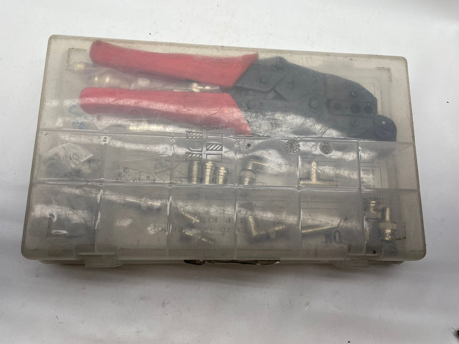 PARTIAL RG59 COAXIAL 10 SEALED TYCO  W/ CRIMP AND STRIPPING TOOLS 8411-UG88-2