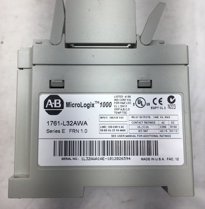 1761-L32AWA Allen Bradley Ser E FRN 1.0 MicroLogix 1000 Controller PLC MICRO