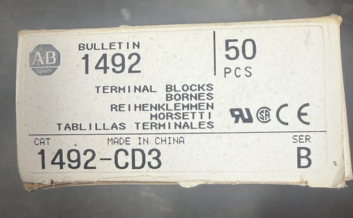 NEW OLD STOCK ALLEN BRADLEY 1492-CD3 TERMINAL BLOCK PACK OF 50 NOS