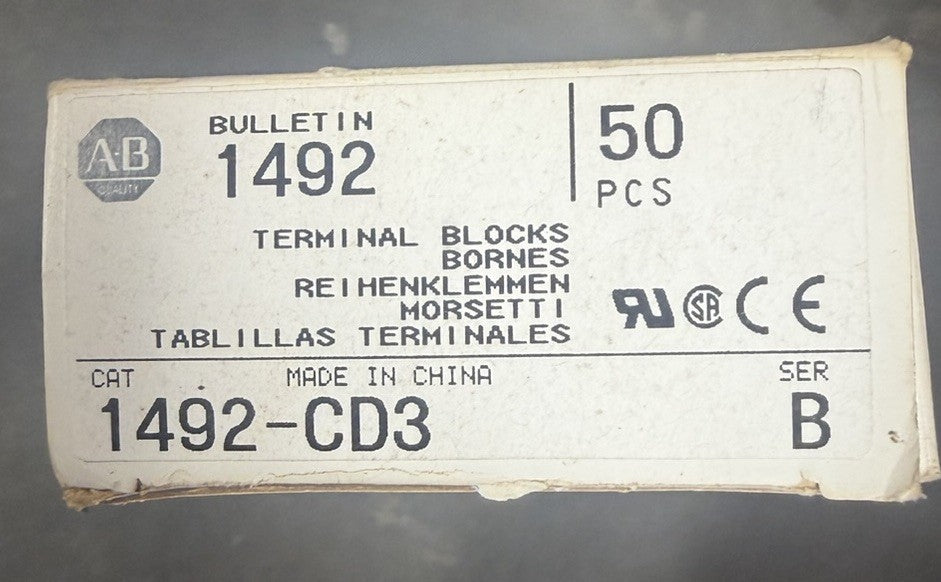 NEW OLD STOCK ALLEN BRADLEY 1492-CD3 TERMINAL BLOCK PACK OF 50 NOS