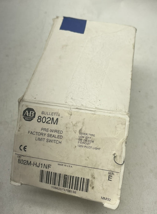 NEW ALLEN BRADLEY 802M-HJ1NF PRE-WIRED SEALED LIMIT SWITCH CW/CCW 2 CIRCUIT