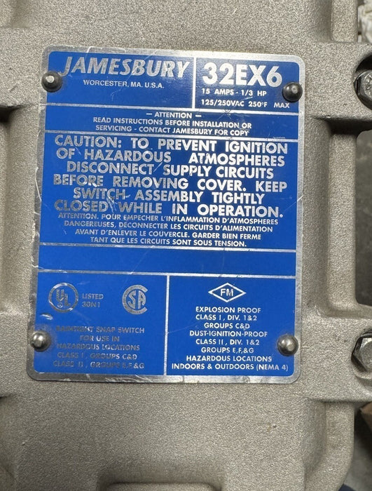 NEW NELES-Jamesbury 32EX6 Snap Limit Switch 15 Amps 1/3HP EXPLOSION PROOF