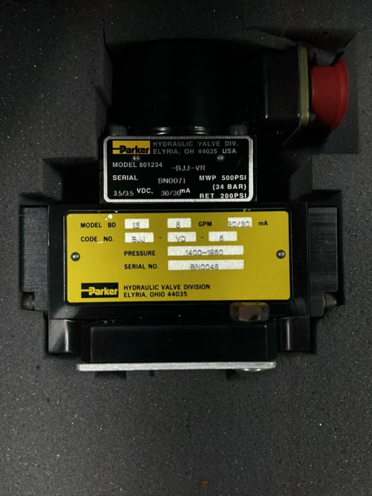 BD15BJJVD5 PARKER TWO STAGE SERVO VALVE 801234-BJJ-VR 5GPM 30/30ma BD15 3.5 VDC