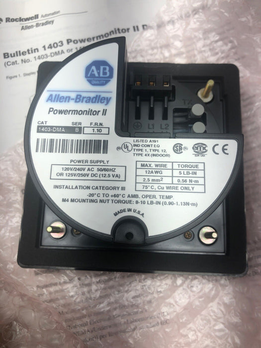 NEW ALLEN BRADLEY 1403-DMA POWER MONITOR II DISPLAY MODULE 120/240 VAC FRN 1.0