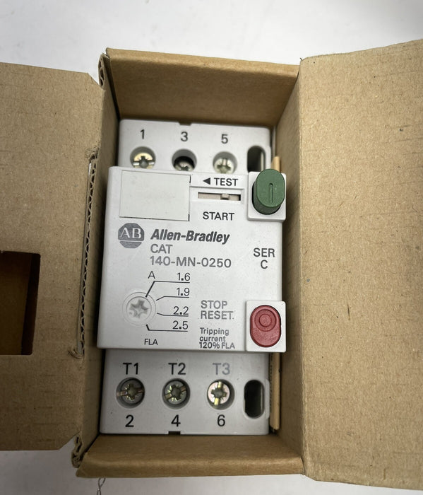 NEW ALLEN BRADLEY 140-MN-0250 MANUAL MOTOR STARTER W/ ADJ OVERLOAD