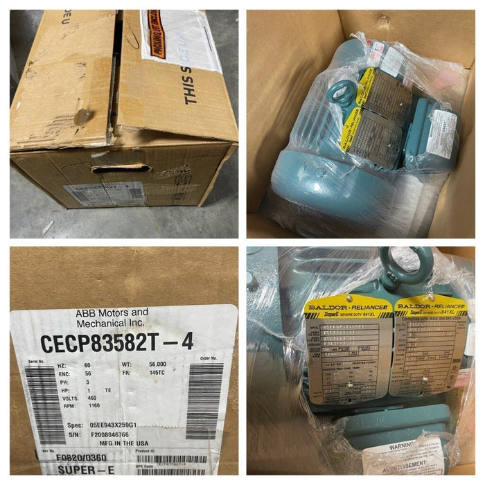 CECP83582T-4  ABB  BALDOR SUPER-E 1HP 3PH 145TC MOTOR 460 VAC C-FACE 841XL