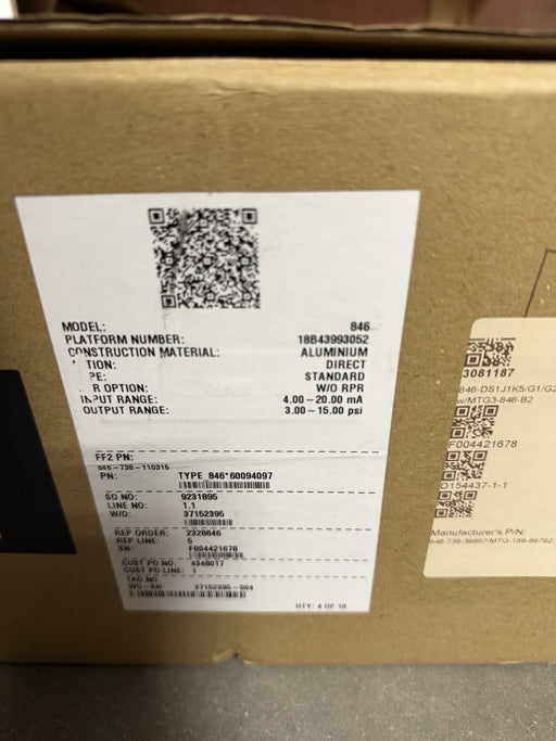 NEW EMERSON 846-738-110315  4-20ma 3-15 psi OUTPUT I/P I2P 846-DS1J1K5 /G1/G2/F2