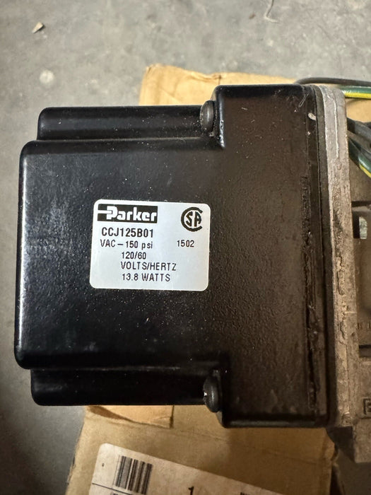 CCJ125B01 PARKER SCHRADER BELLOW SOLENOID VALVE 1/4"NPT 120VAC VAC-150 PNEUMATIC