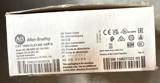 1606-XLE120E NEW ALLEN BRADLEY DC POWER SUPPLY 100-240VAC 24VDC OUT 120 WATT 5A