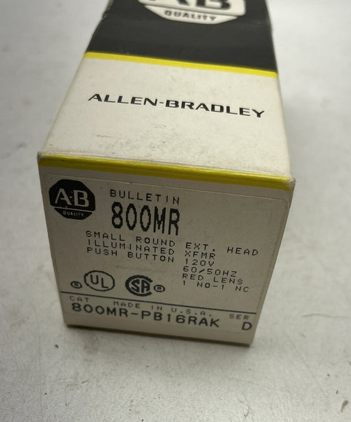 Allen Bradley 800MR-PB16RAK ROUND ILLUMINATED PUSHBUTTON RED HEAD 800MR 800MR-
