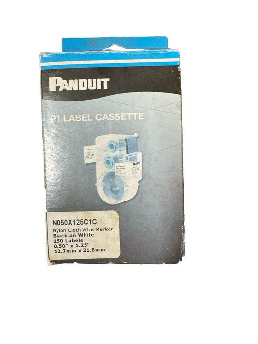 N050X125C1C PANDUIT P1 LABEL CASSETTE .5"X1.25"BLACK ON WHITE NYLON CLOTH