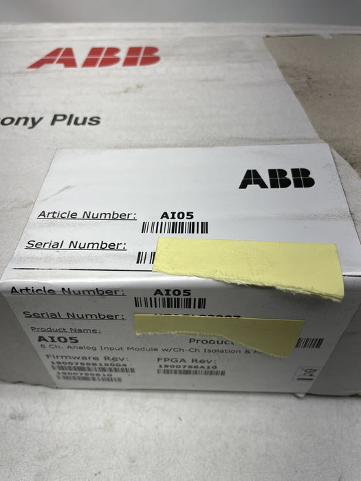 NEW ABB AI05 SYMPHONY PLUS ANALOG INPUT MODULE 8 CHANNEL ISOLATED HART 4-20 1-5V