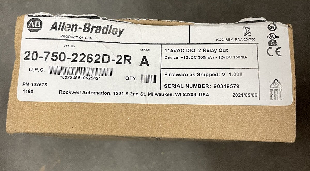 NEW 2021 20-750-2262D-2R ALLEN BRADLEY POWERFLEX 750 I/O OPTION 115V PN-188964
