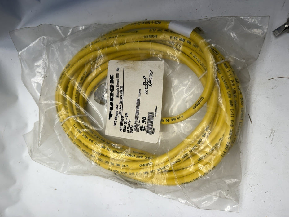 TURCK, RKM 50-6M, Single Ended Cordset, 7/8 inch Female to Pigtail, 6M U2058 NEW