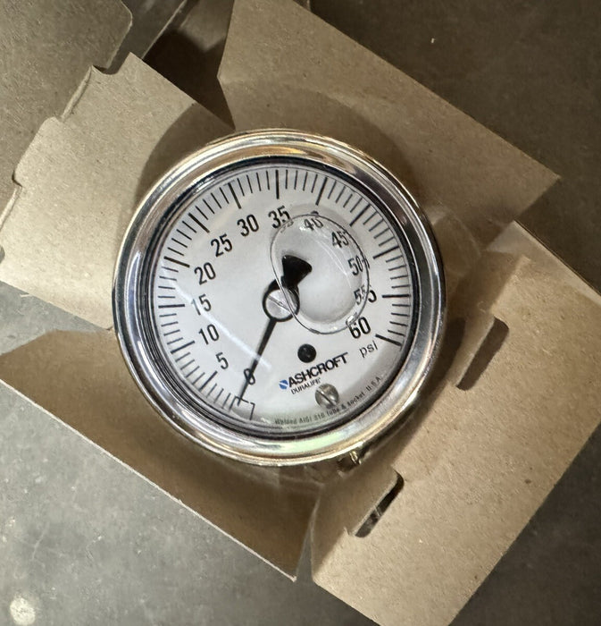 ASHCROFT 25 1009SWL02L60#  251009SWL02L60 (NEW IN BOX) 60 PSI GAUGE DURALIFE