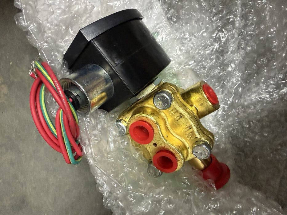 NEW ASCO REDHAT 120V 1/4" 4 way 2 SOLENOID VALVE EF8342G001MS W/ MANUAL OPERATOR