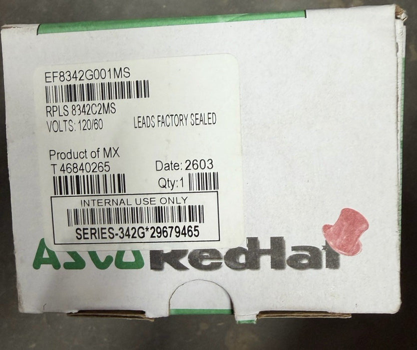 NEW ASCO REDHAT 120V 1/4" 4 way 2 SOLENOID VALVE EF8342G001MS W/ MANUAL OPERATOR