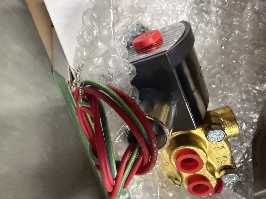 NEW ASCO REDHAT 120V 1/4" 4 way 2 SOLENOID VALVE EF8342G001MS W/ MANUAL OPERATOR