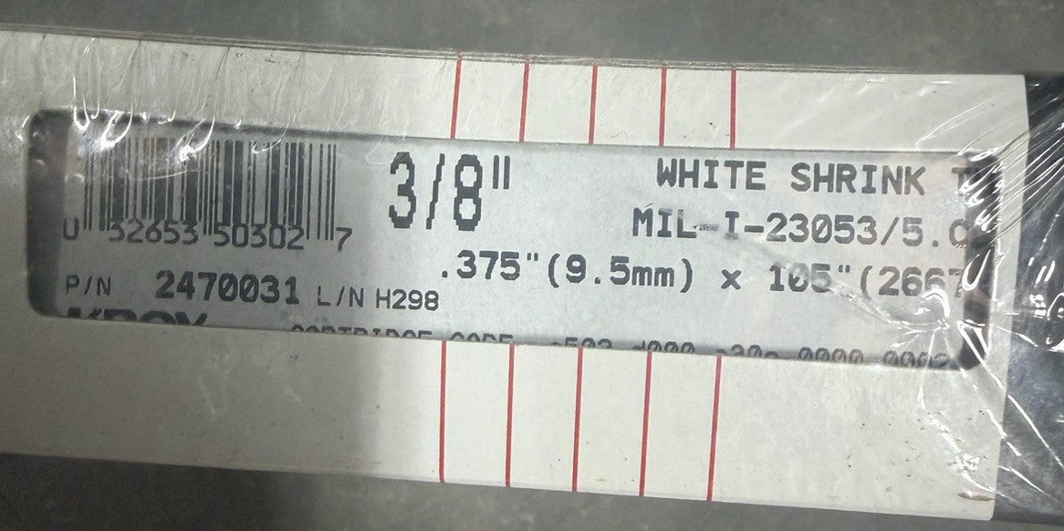 NEW sealed KROY 2470031 White Shrink Tube Supply Cartridge 3/8", .375" x 110"