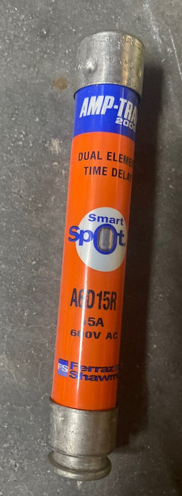 Ferraz Shawmut A6D15R SMART SPOT FUSE  600V Ac AMP-TRAP TIME DELAY DUAL ELEMENT