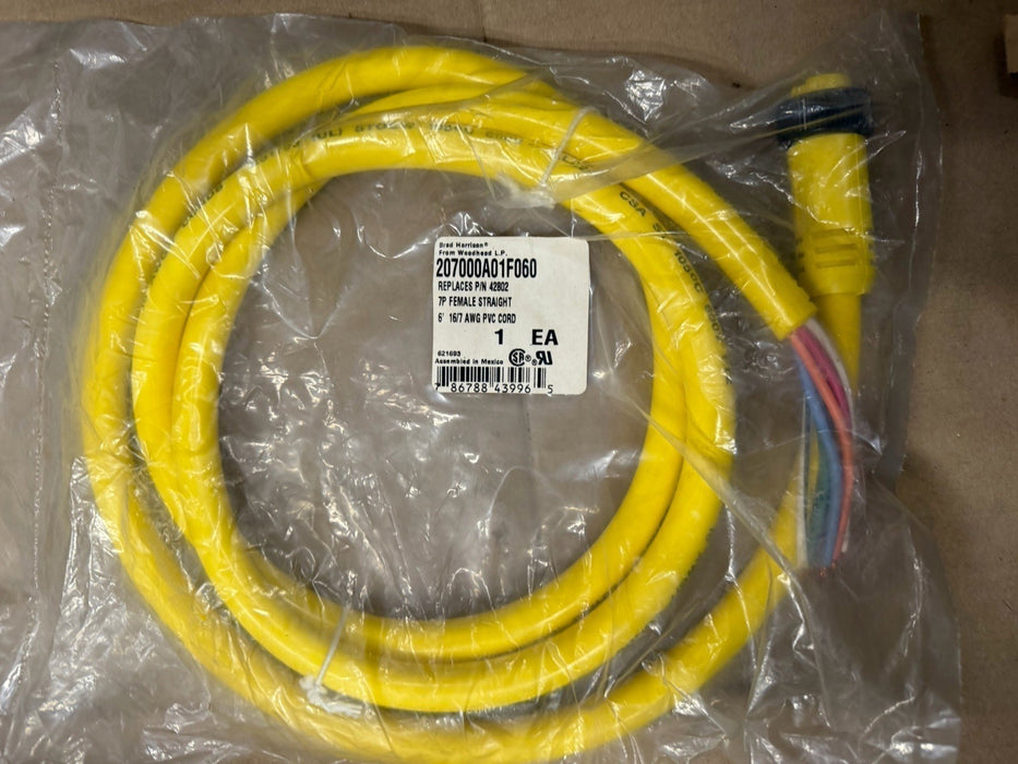 BRAD CONNECTIVITY FEMALE STRAIGHT 6' 16/7 AWG PVC CORD 207000A01F060 RPLCS 42802