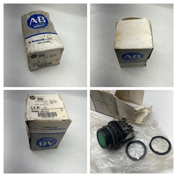 ALLEN-BRADLEY 800H-AR1D1 SER F NON-ILLUMINATED GREEN FLUSH HEAD PUSH BUTTON 1 NO